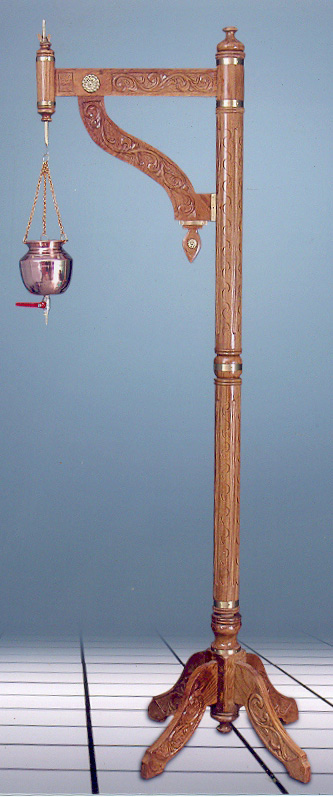Shirodhara Stand venka wood and brass inlay - Click Image to Close
